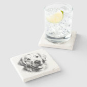 Drawing Golden Retriever Steinuntersetzer (Seitenansicht)