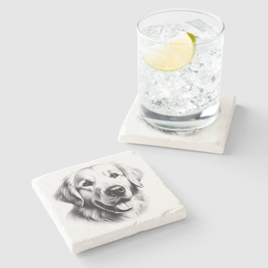 Drawing Golden Retriever Steinuntersetzer (Seitenansicht)