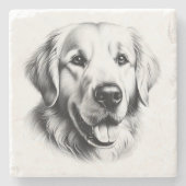 Drawing Golden Retriever Steinuntersetzer (Vorderseite)