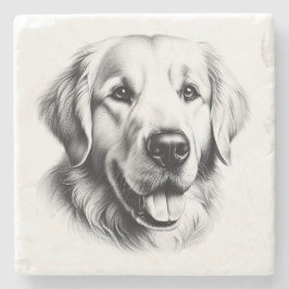 Drawing Golden Retriever Steinuntersetzer