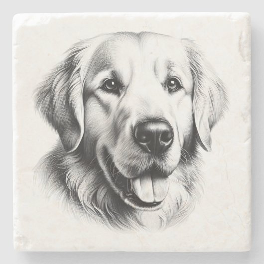 Drawing Golden Retriever Steinuntersetzer (Vorderseite)