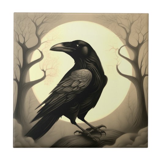 Drawing of a black raven fliese (Vorderseite)