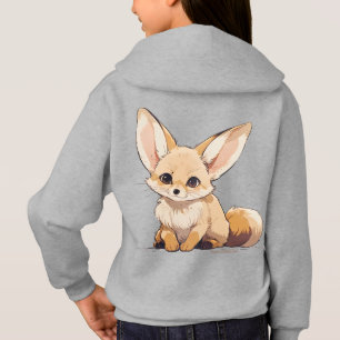 Drawing of a Fennec, Desert Fox, in Cartoon style Hoodie