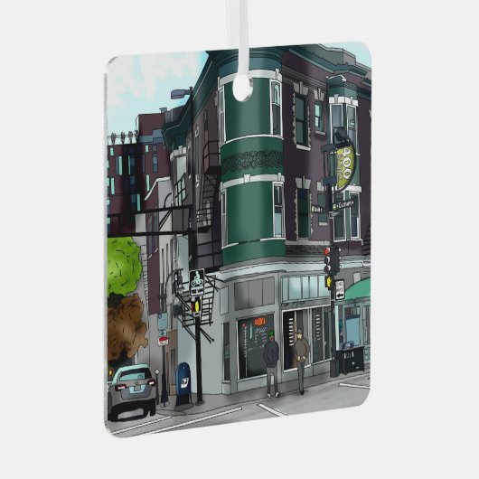 Drawing of Downtown Madison, Wisconsin Christmas Ornament Aus Metall (Vorderseite Rechts)