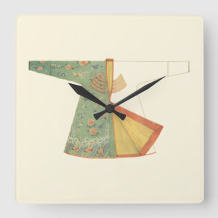 Drawing of Half-Finished Kimono Quadratische Wanduhr
