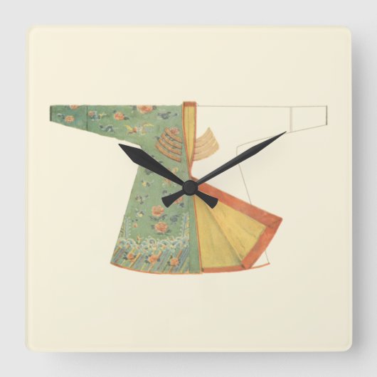 Drawing of Half-Finished Kimono Quadratische Wanduhr (Vorderseite)