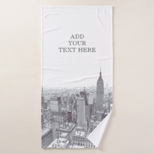 Drawing of New York City Landscape Custom Badhandtuch Set (Badehandtuch)