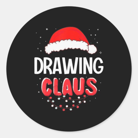 Drawing Santa Claus Christmas Matching Costume  Runder Aufkleber (Vorderseite)
