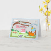 Drawlings Partytiere sagen, alles Gute zum Karte (Gelbe Blume)