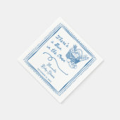 Drawn Blue Bun in the Oven Baby Shower Party Serviette (Ecke)