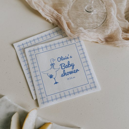 Drawn Blue Silly Goose Classic Baby Boy Shower Serviette