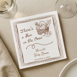 Drawn Brown Bun in the Oven Baby Shower Party Serviette
