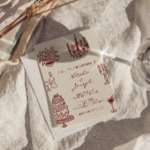 Drawn Burgundy Romantic Whimsical Photo Wedding Einladung