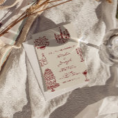 Drawn Burgundy Whimsical Photo QR Code Wedding Einladung