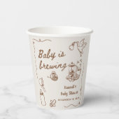 Drawn Coffee Baby is Brewing Baby Shower Pappbecher (Rückseite)