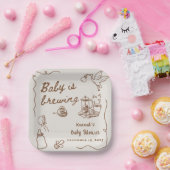 Drawn Coffee Baby is Brewing Baby Shower Pappteller (Party)