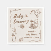 Drawn Coffee Baby is Brewing Baby Shower Serviette (Vorderseite)