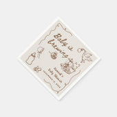 Drawn Coffee Baby is Brewing Baby Shower Serviette (Ecke)