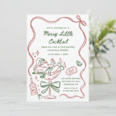 Drawn Merry Little Cocktail Christmas Party Einladung (Stehend Vorderseite)