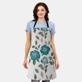 Drawn Roses In Muted Blues And Greens  Schürze (Getragen)