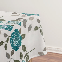 Drawn Roses In Muted Blues And Greens  Tischdecke