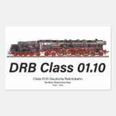 DRB Class 01.10 Deutsche Reichsbahn Steam Train Rechteckiger Aufkleber (Vorderseite)