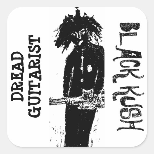 DREAD GUITARIST BLACK KUSH QUADRATISCHER AUFKLEBER (Vorderseite)