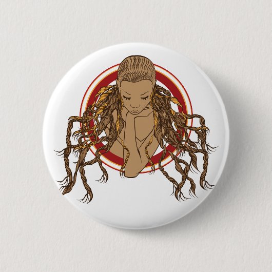Dreadlock Mädchen Button (Vorderseite)