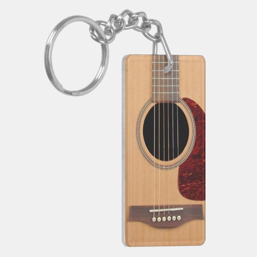 Dreadnought Acoustic 6 String Guitar Schlüsselanhänger (Vorderseite links)