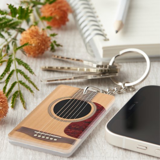 Dreadnought Acoustic 6 String Guitar Schlüsselanhänger (Vorderseite rechts)