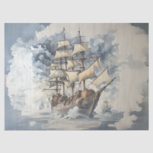 Dreadnought's Embrace Brown Battle Ship Blue Seidenpapier
