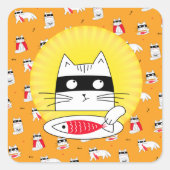 Dream Adventure Cat Fish Square Sticker (Vorderseite)