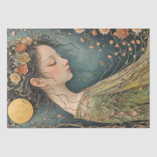 Dream Amid Moonlit Blume - Decoupage - Seidenpapier (Vorderseite)