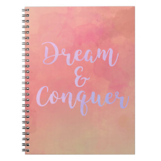 Dream And Conquer Girly Watercolor Notebook Notizblock