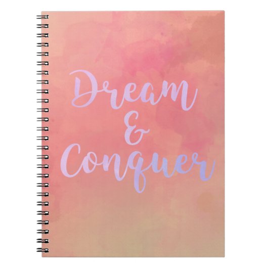 Dream And Conquer Girly Watercolor Notebook Notizblock (Vorderseite)
