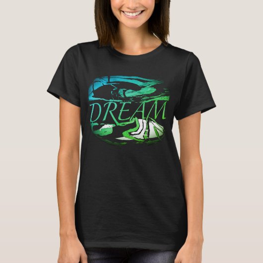 "Dream" Aqua Light Green Inspiration Art Design T-Shirt (Vorderseite)