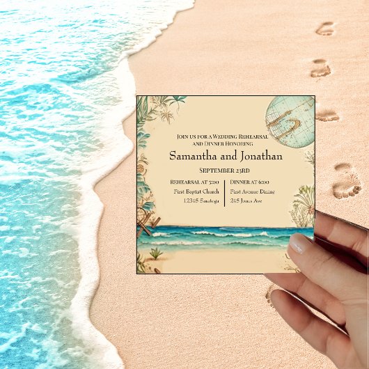 Dream Beach Hochzeitsfeier Einladung zur Probe
