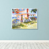 Dream Beach Hütte 20x16 & Border Canvas Print Leinwanddruck (Insitu (Holzboden))