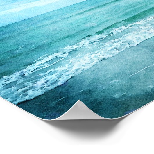 Dream Beach Quote Aquamarine Blue Ocean Zitate Poster (Ecke)