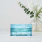 Dream Beach Quote Aquamarine Blue Ocean Zitate Visitenkarte (Stehend Vorderseite)