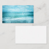 Dream Beach Quote Aquamarine Blue Ocean Zitate Visitenkarte (Vorne/Hinten)