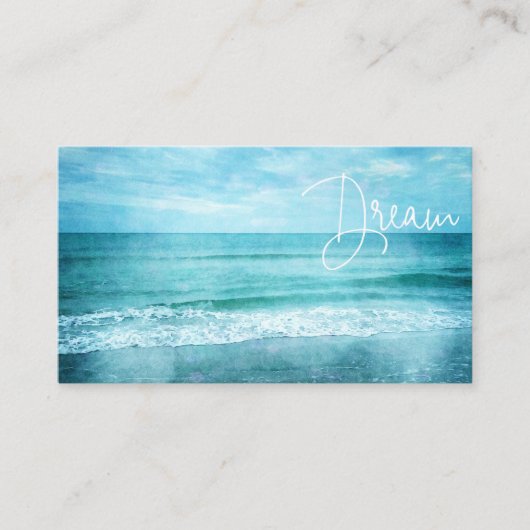 Dream Beach Quote Aquamarine Blue Ocean Zitate Visitenkarte (Vorderseite)