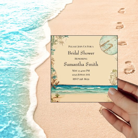 Dream Beach Themed Wedding Brautparty Einladung