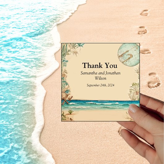 Dream Beach Themed Wedding Danke Karte