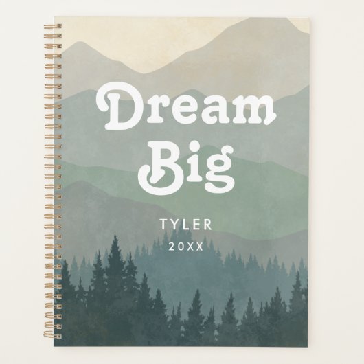 Dream Big Blue Boho Mountains Retro-Planer Planer (Vorderseite)