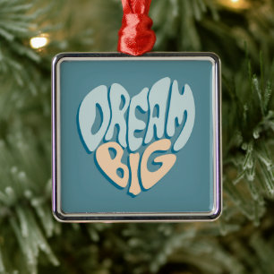 Dream Big: Blue Heart of Success Ornament Aus Metall