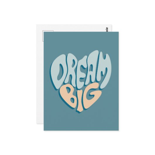 Dream Big: Blue Heart of Success Postkarte (Vorderseite/Rückseite Beispiel)
