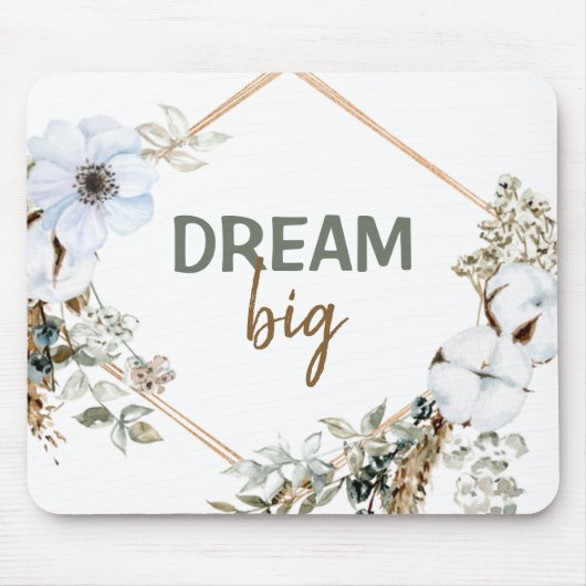 Dream Big Boho Chic Pampas Grass Inspirierend Zita Mousepad (Vorne)
