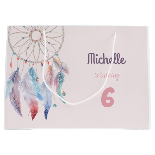 Dream Big Boho Dreamcatcher Geburtstag Große Geschenktüte (Vorderseite)