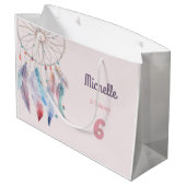 Dream Big Boho Dreamcatcher Geburtstag Große Geschenktüte (Rückseite Schrägansicht)